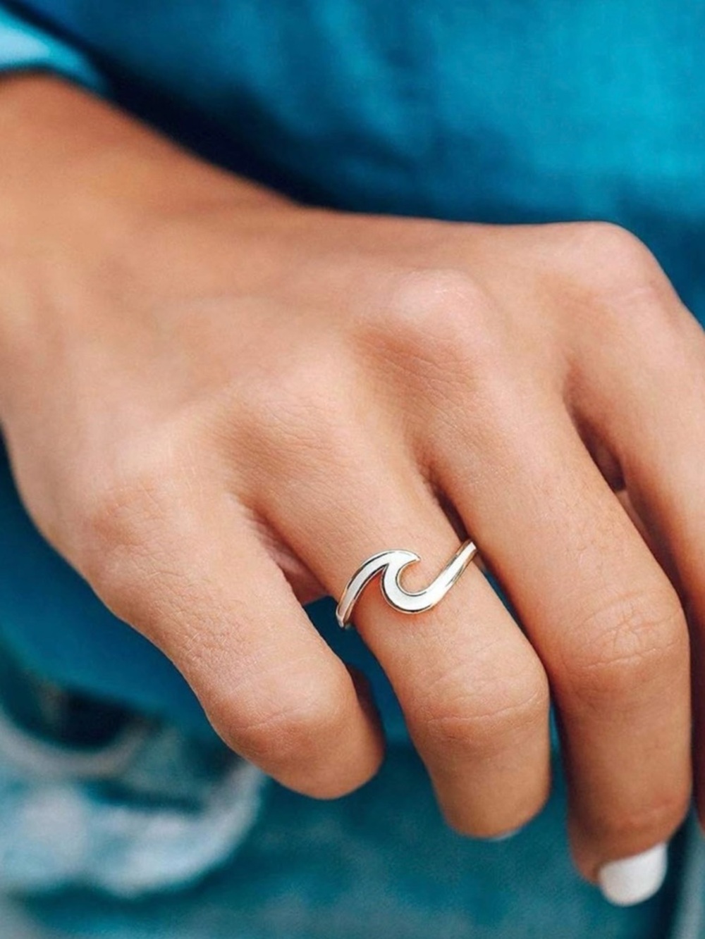 Pura Vida Silver Wave white enamel ring size 7 | beach boho stackable ring